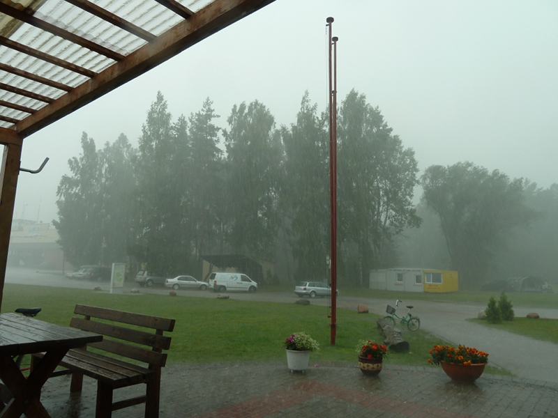 Downpour on the airfield