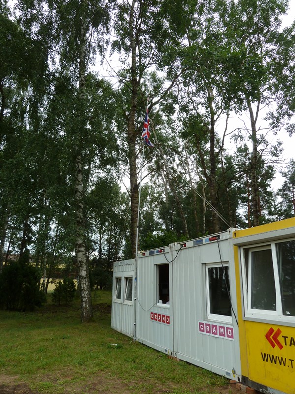 Team GB Base: the migthy erection! Leaning to the left desipte being held together with bodge tape and cable ties