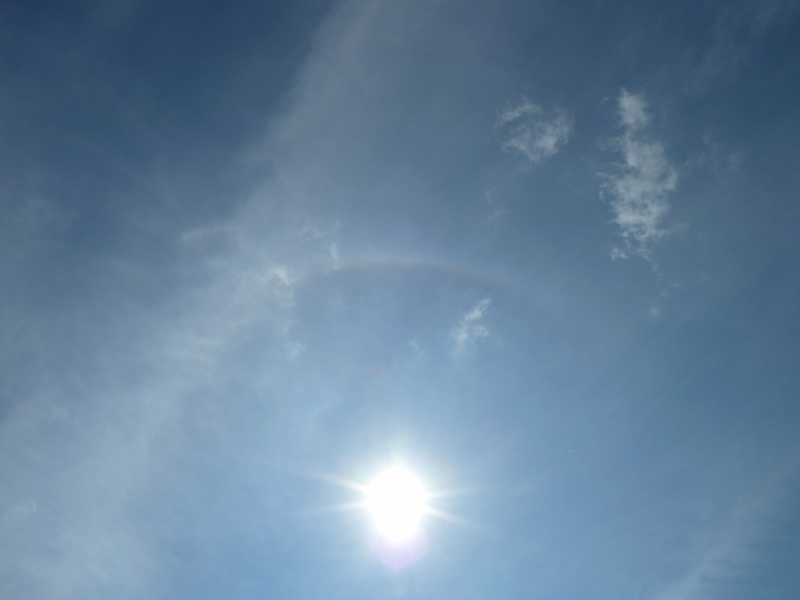 Picture: A "circumhorizontal arc" or solar halo rainbow seen while grid squatting. No pot of gold at the end, only Task Charlie.