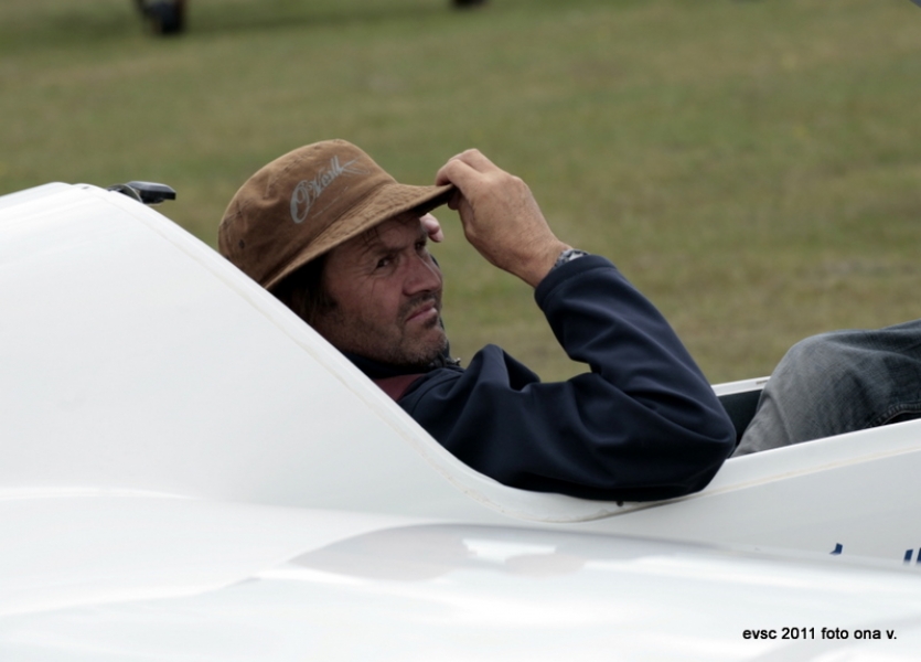 Kim getting ready to fly