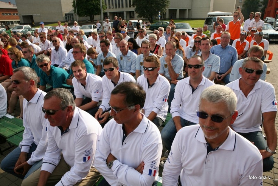 The teams sitting to attention at the opening ceremony