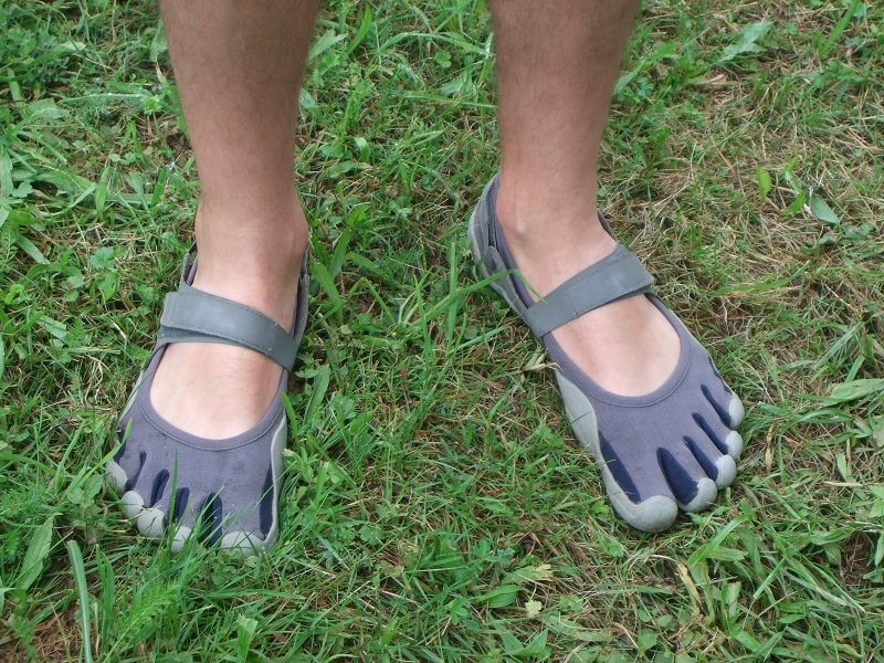 Devin wins the prize for funkiest footwear on the airfield